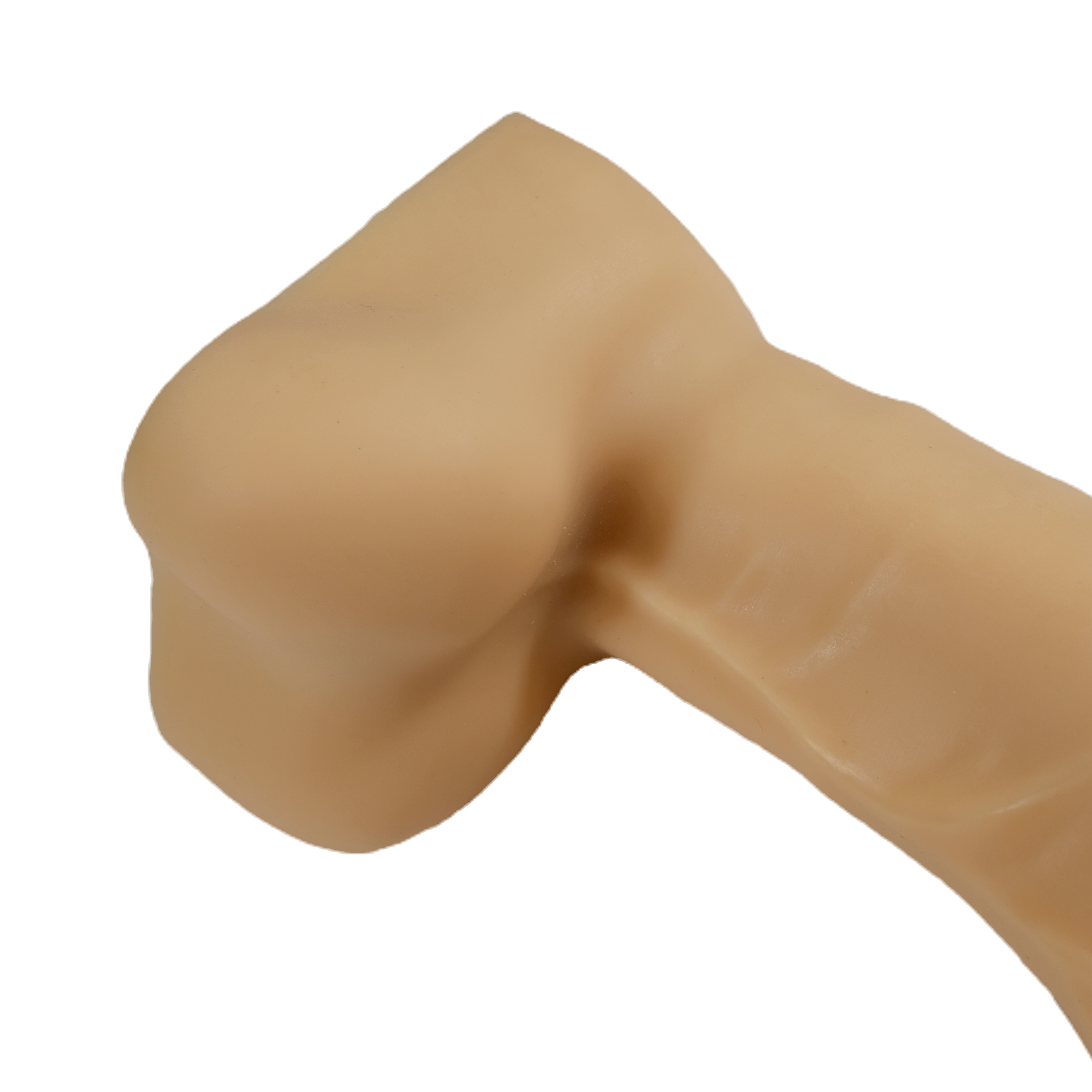 Close-up of the smooth balls, on Naked Almond.