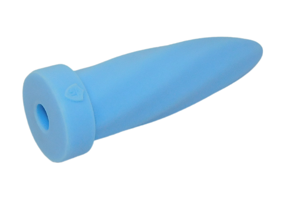 American Twist, in Pastel Blue. Toy is bullet-shaped, with a slight twisting ripple along the length. Vac-u-lock compatible.