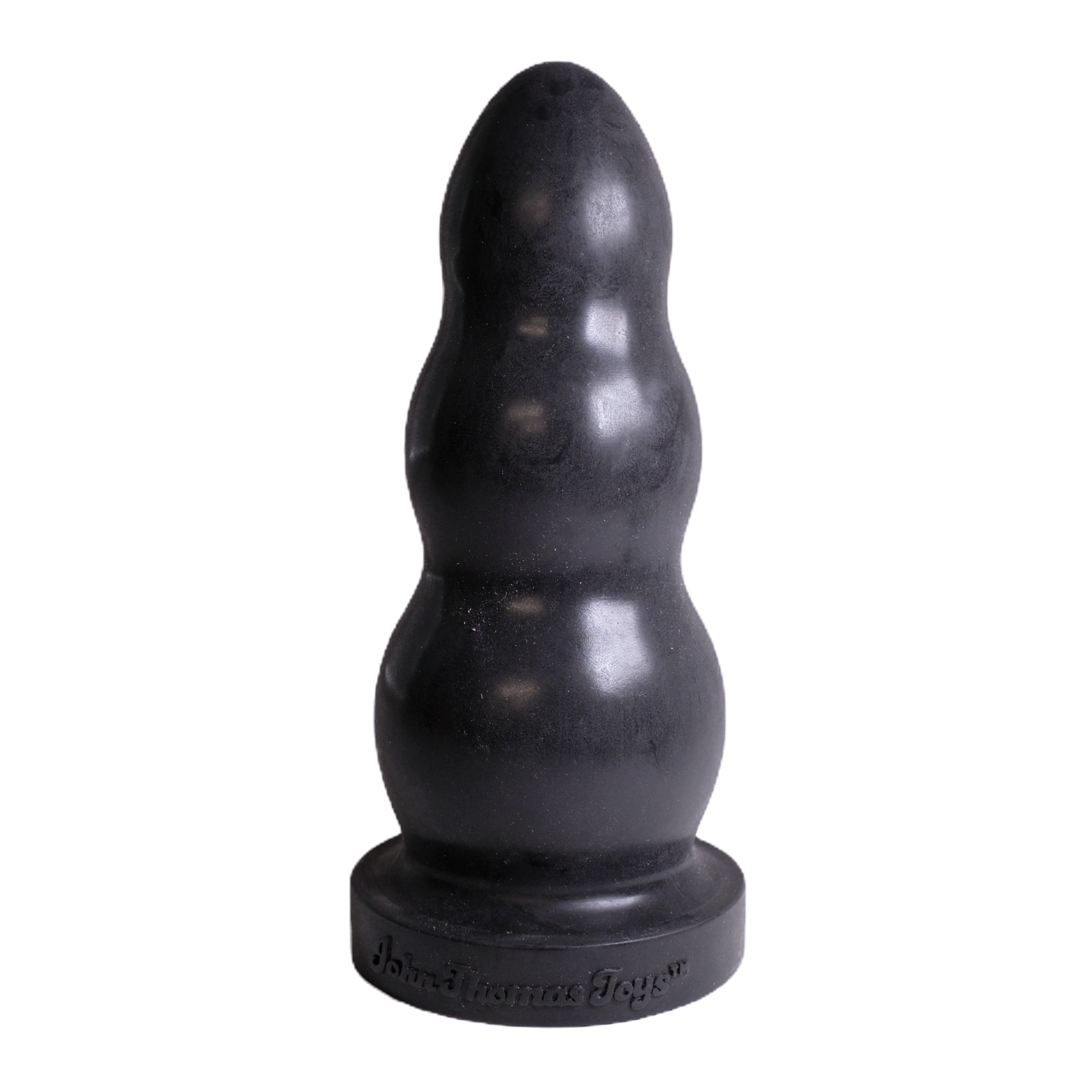 Boulie, in Black. Toy features three stacked bulbs and a rounded profile.