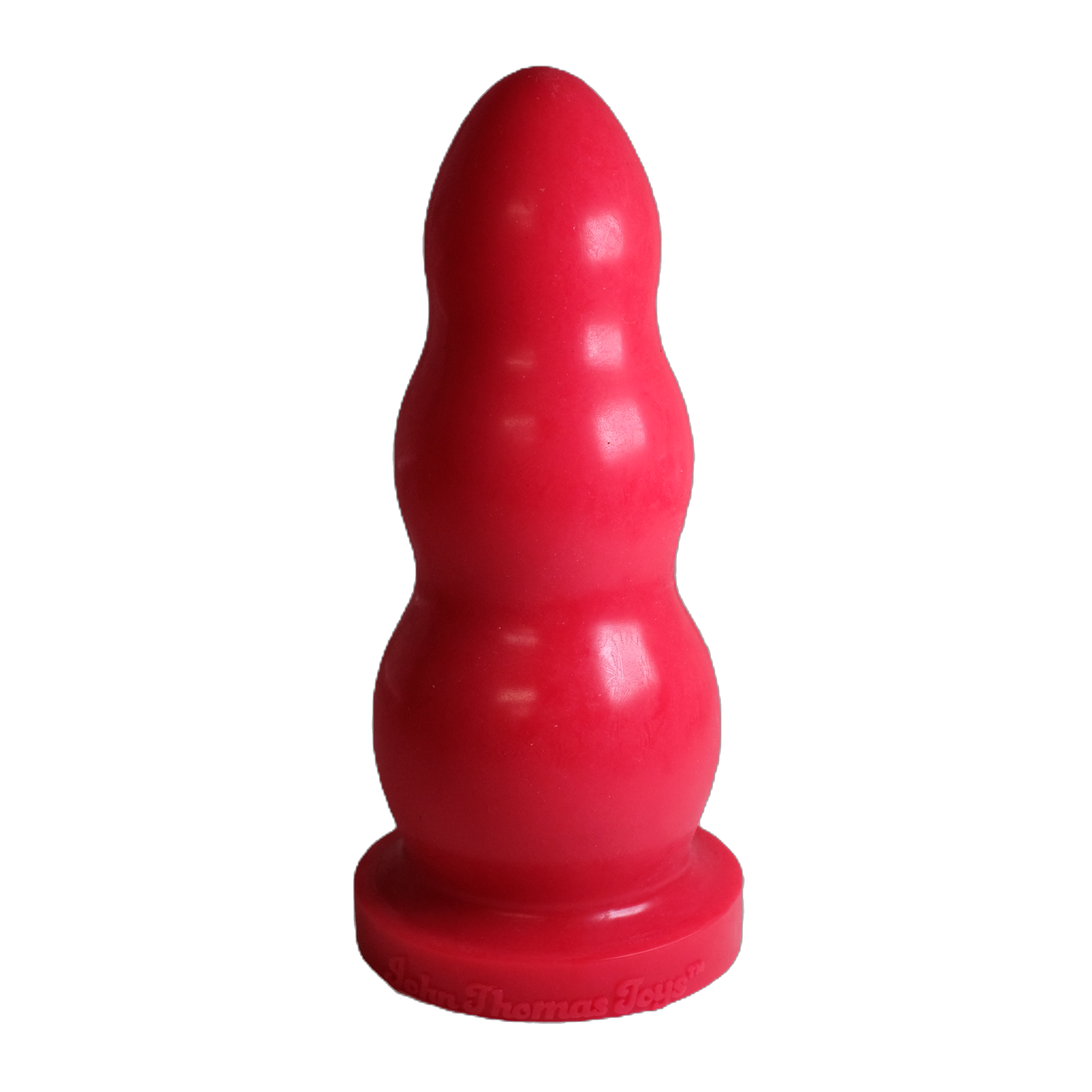 Boulie, in Red. Toy features three stacked bulbs and a rounded profile.