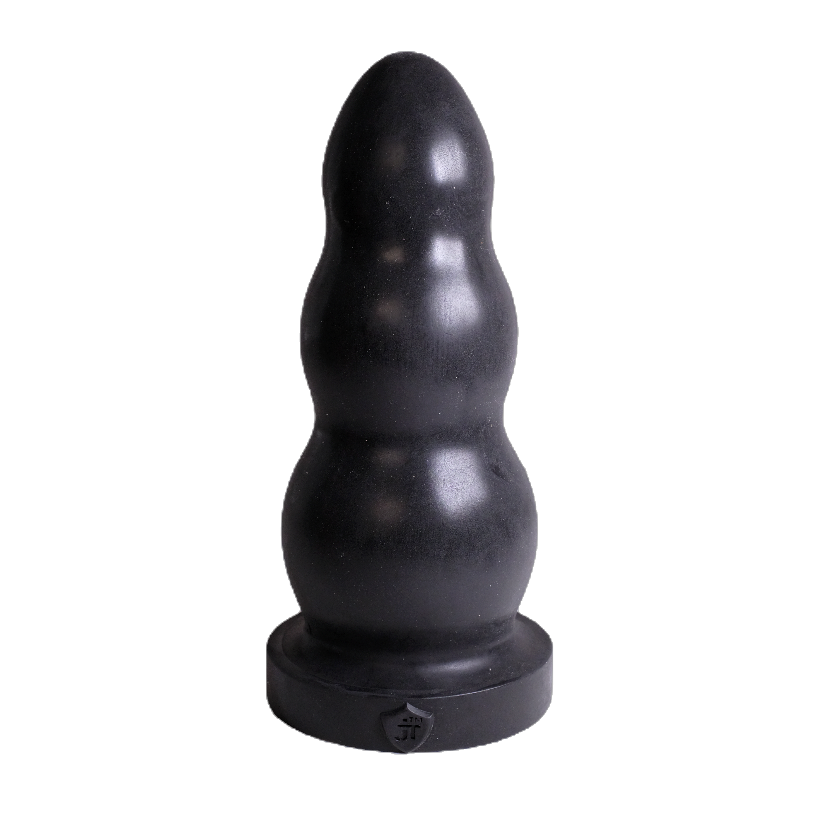 Boulie, in Black. Toy features three stacked bulbs and a rounded profile.