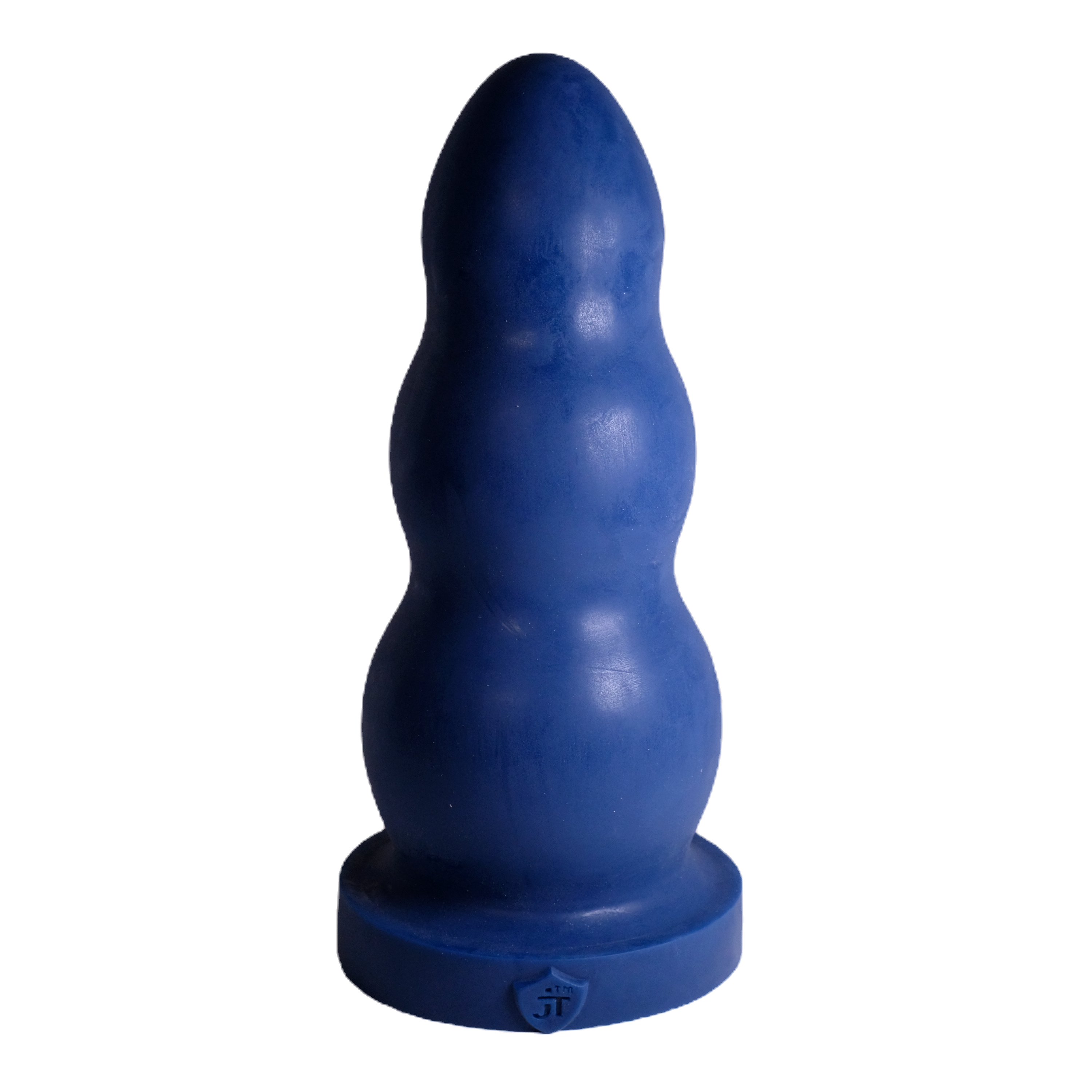 Boulie, in Blue. Toy features three stacked bulbs and a rounded profile.