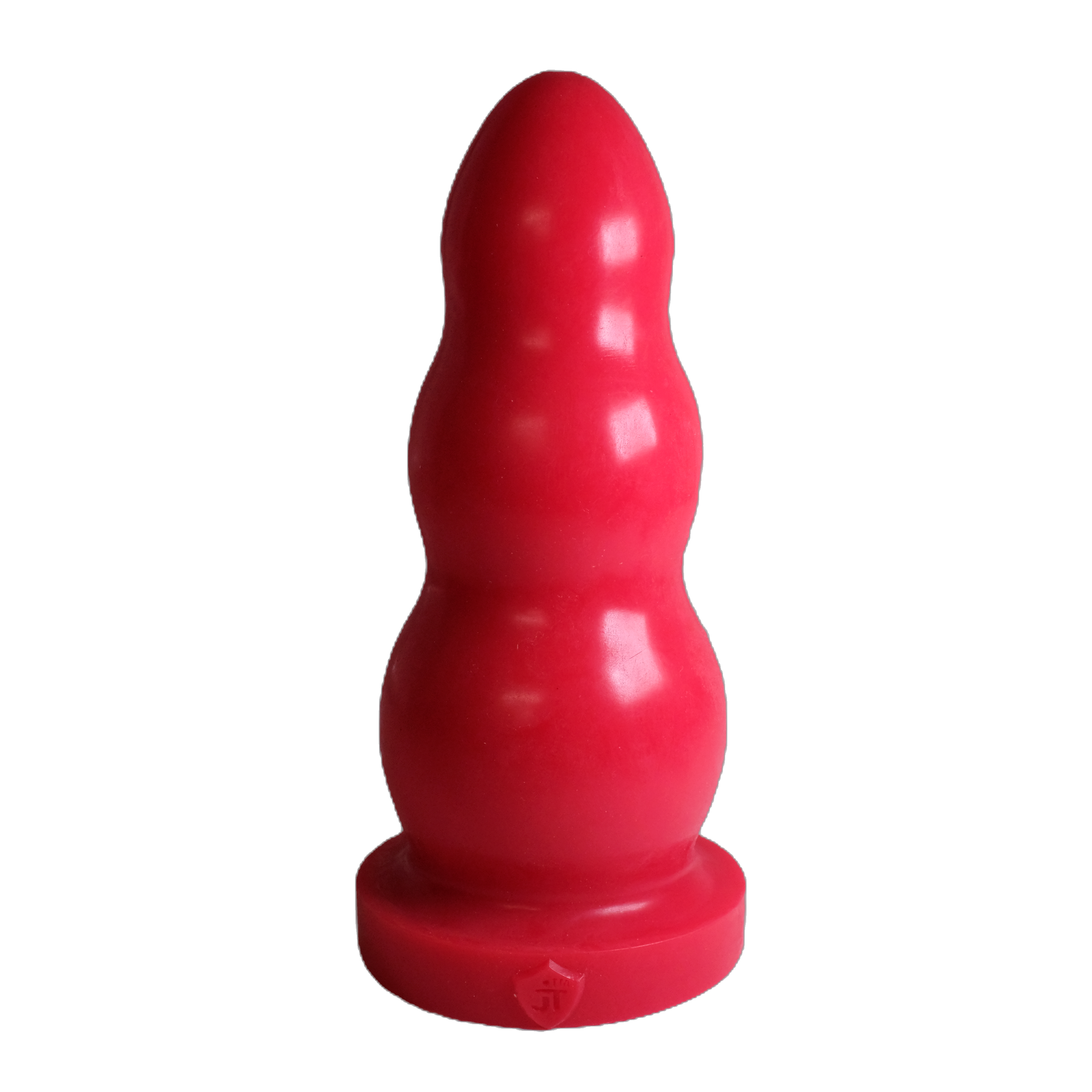 Boulie, in Red. Toy features three stacked bulbs and a rounded profile.