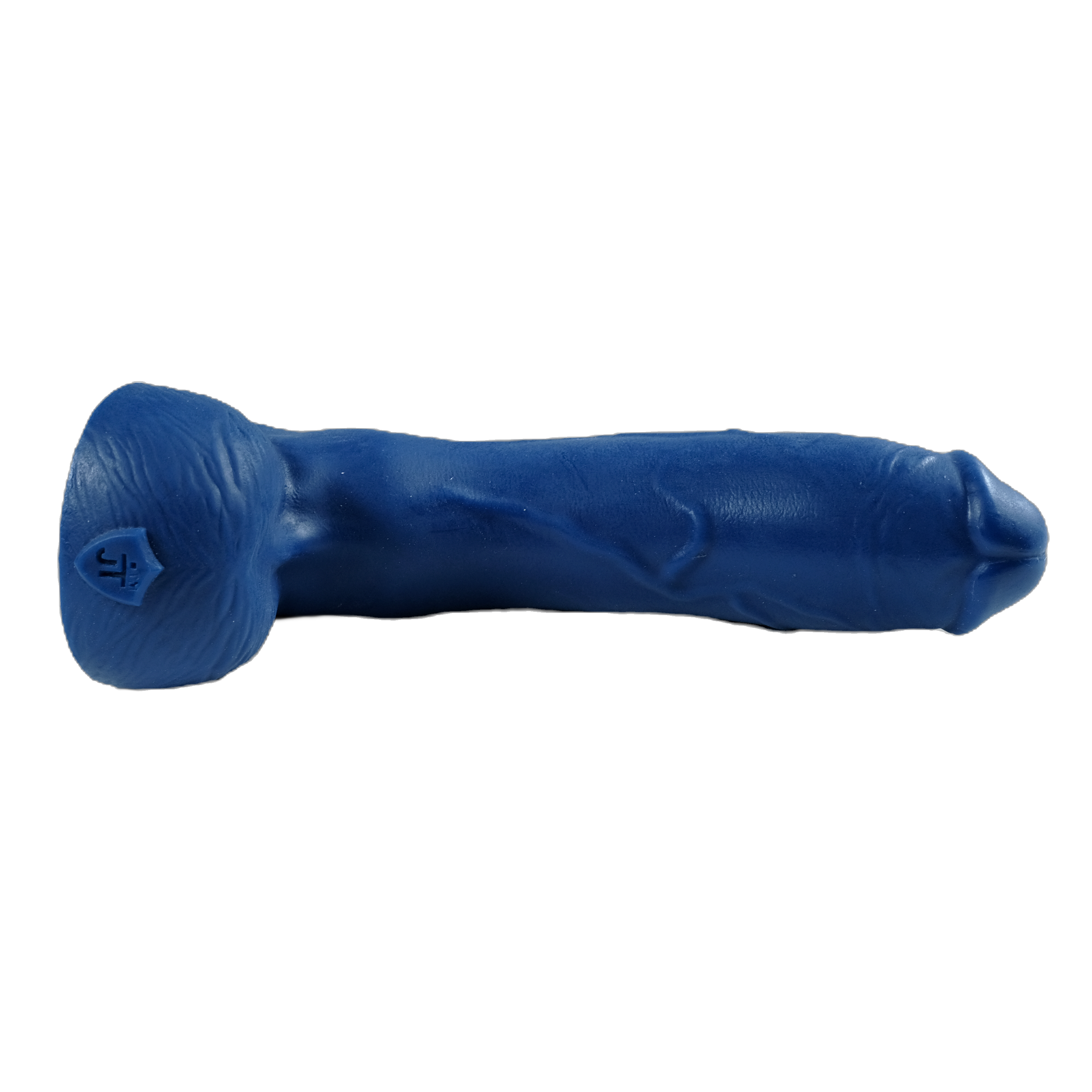 Brutus, in Blue, laid down and showing the balls.