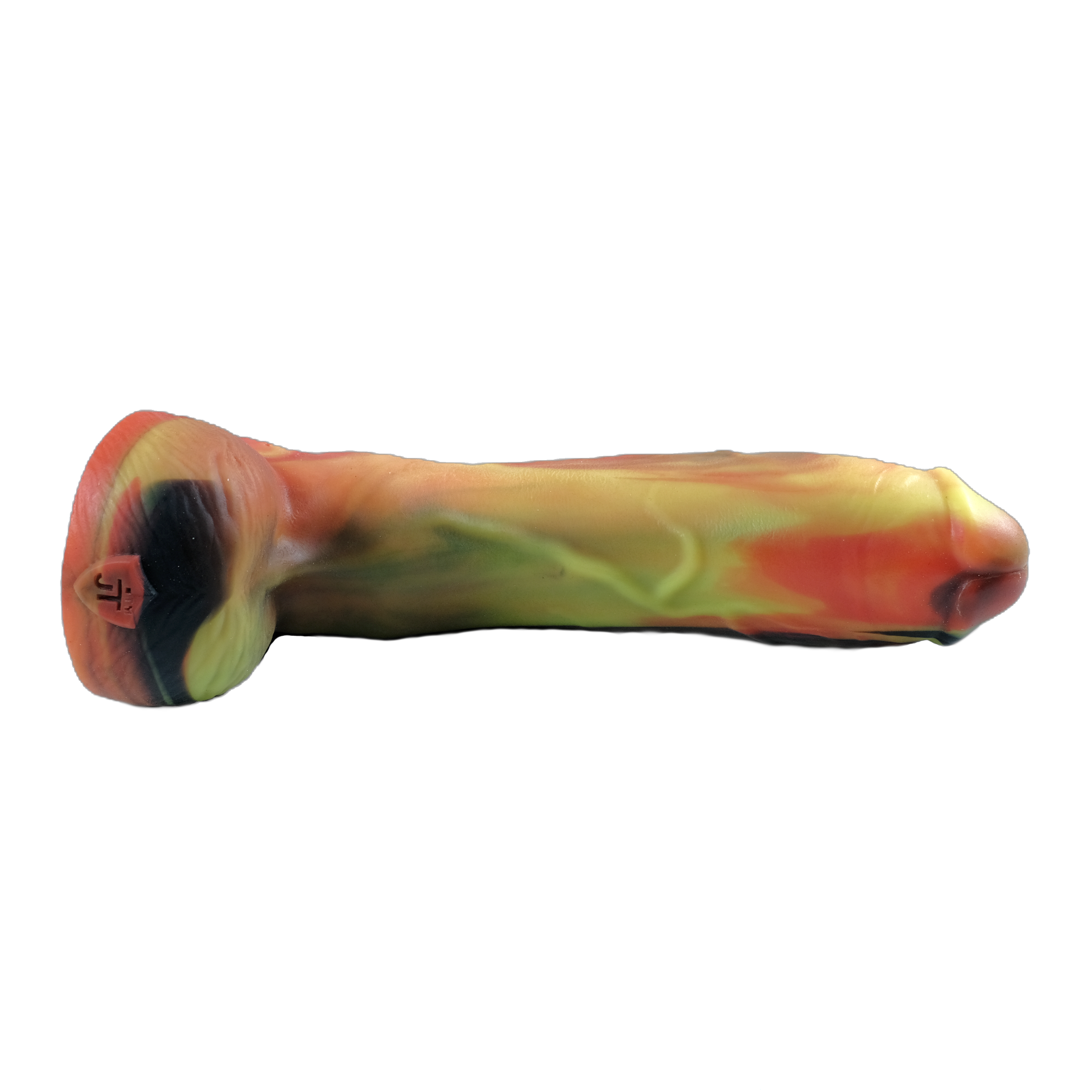 Brutus, in fusion, laid down and showing the balls.