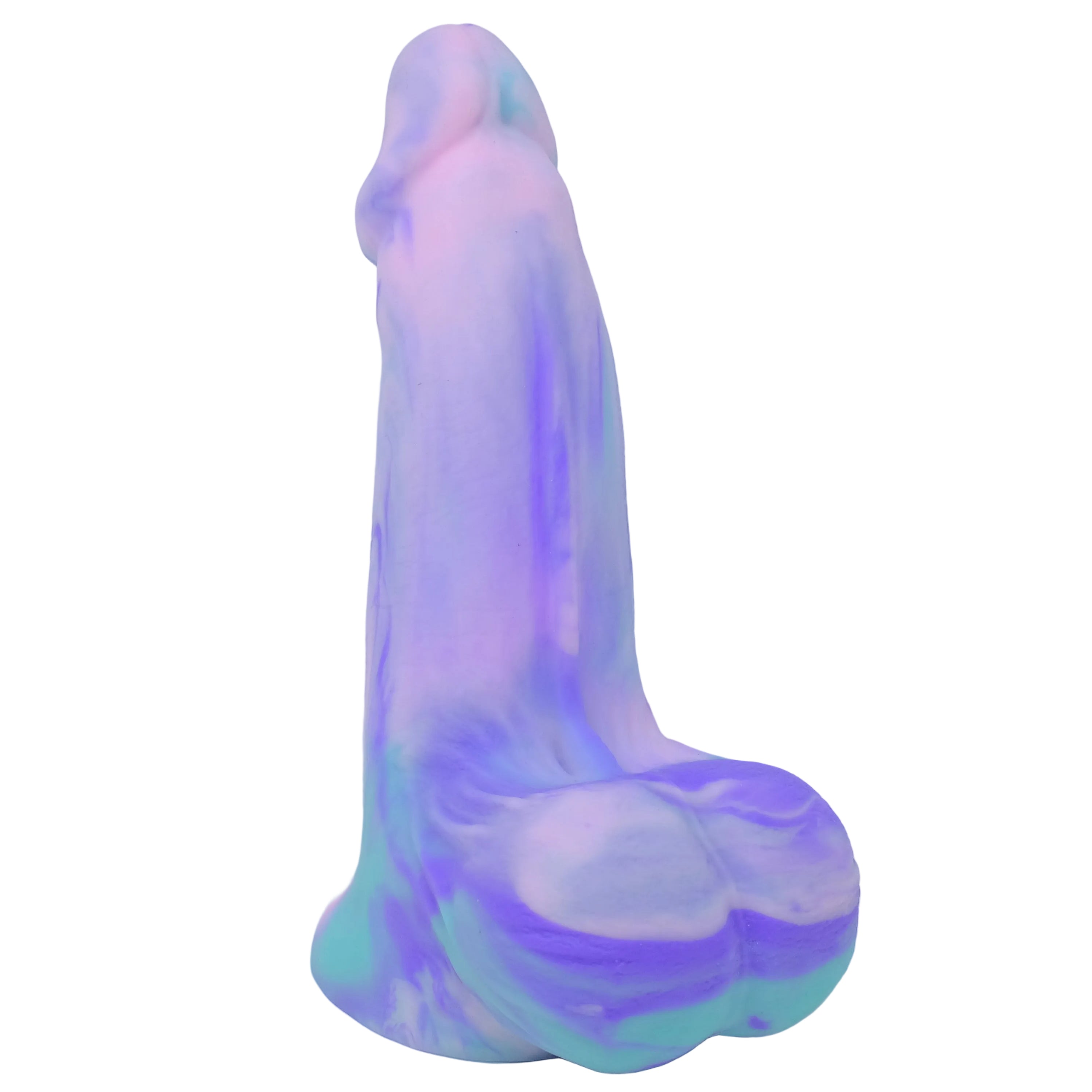 45 degree angle view of Posh Boy in Kinglor (a pink, purple and teal fusion).