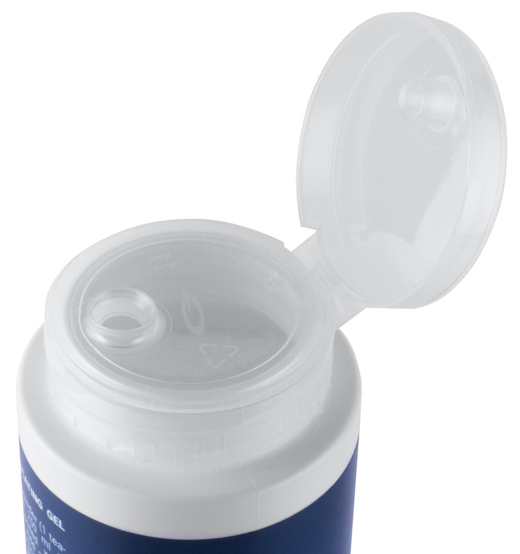 Close-up of semi-transparent lid on the 285g bottle.