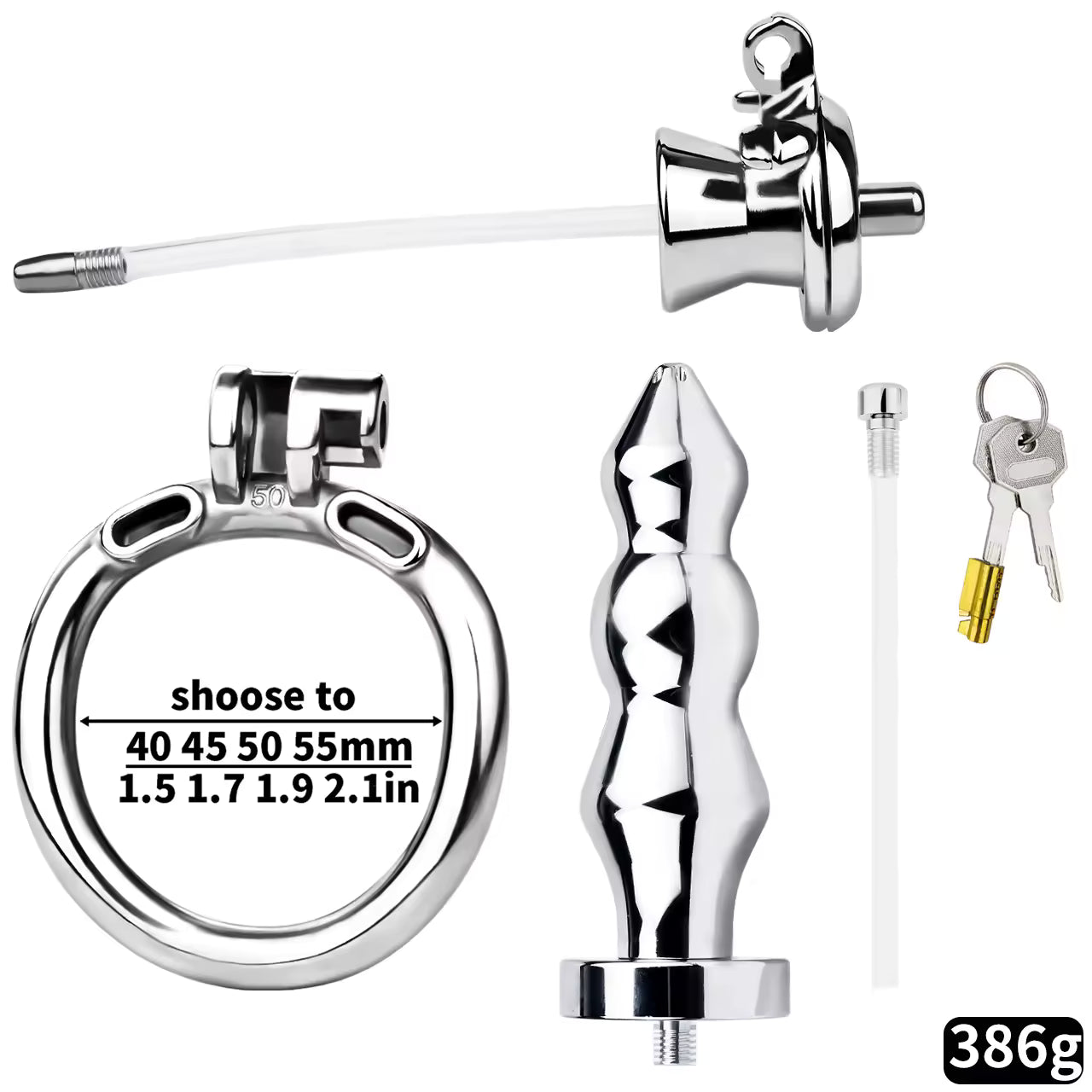 Faltrex Gorge Flat Profile Metal chastity cage - with attachments
