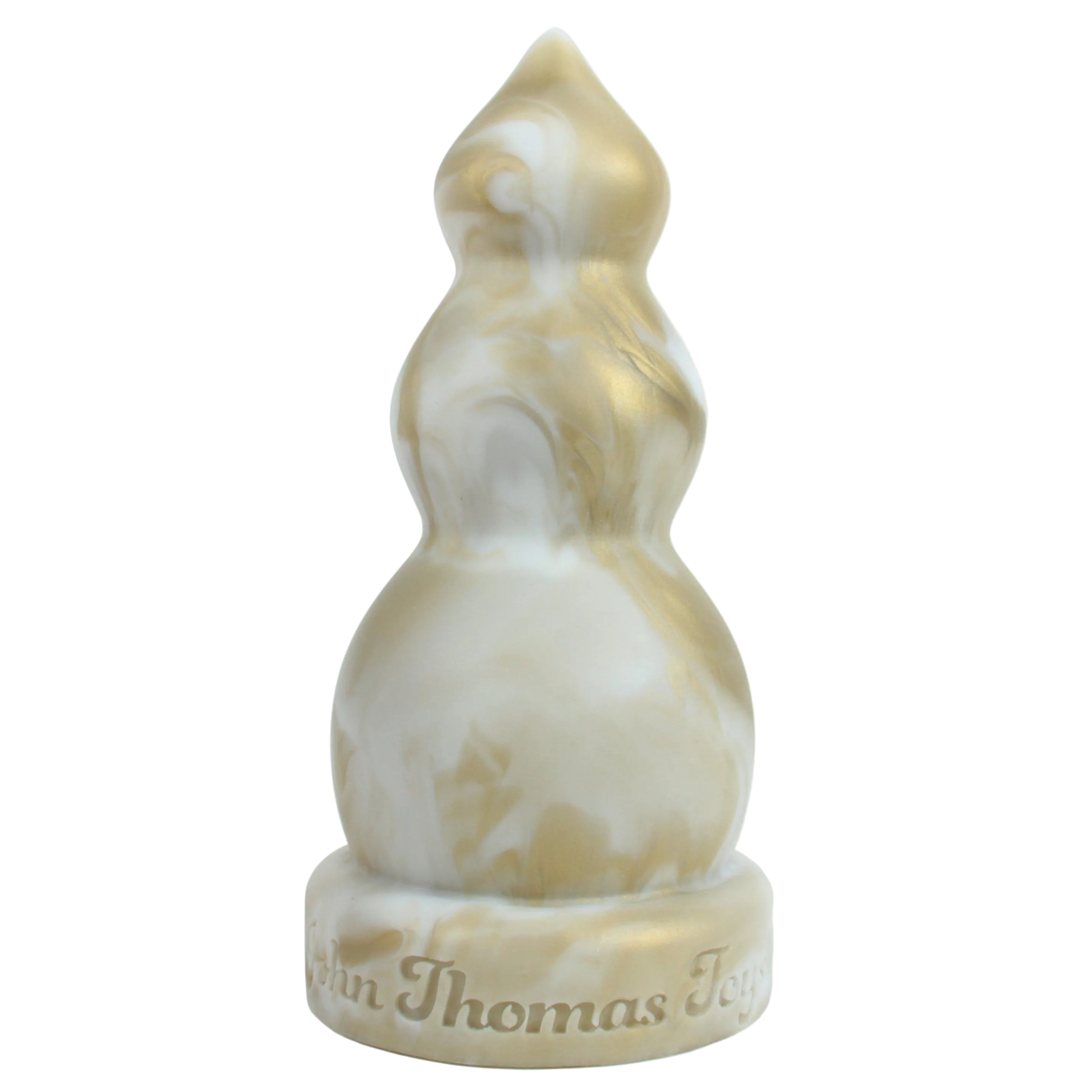 Bobbels - a three-tiered anal stretcher with a gradual increase in girth. Snow Queen (White and gold fusion).