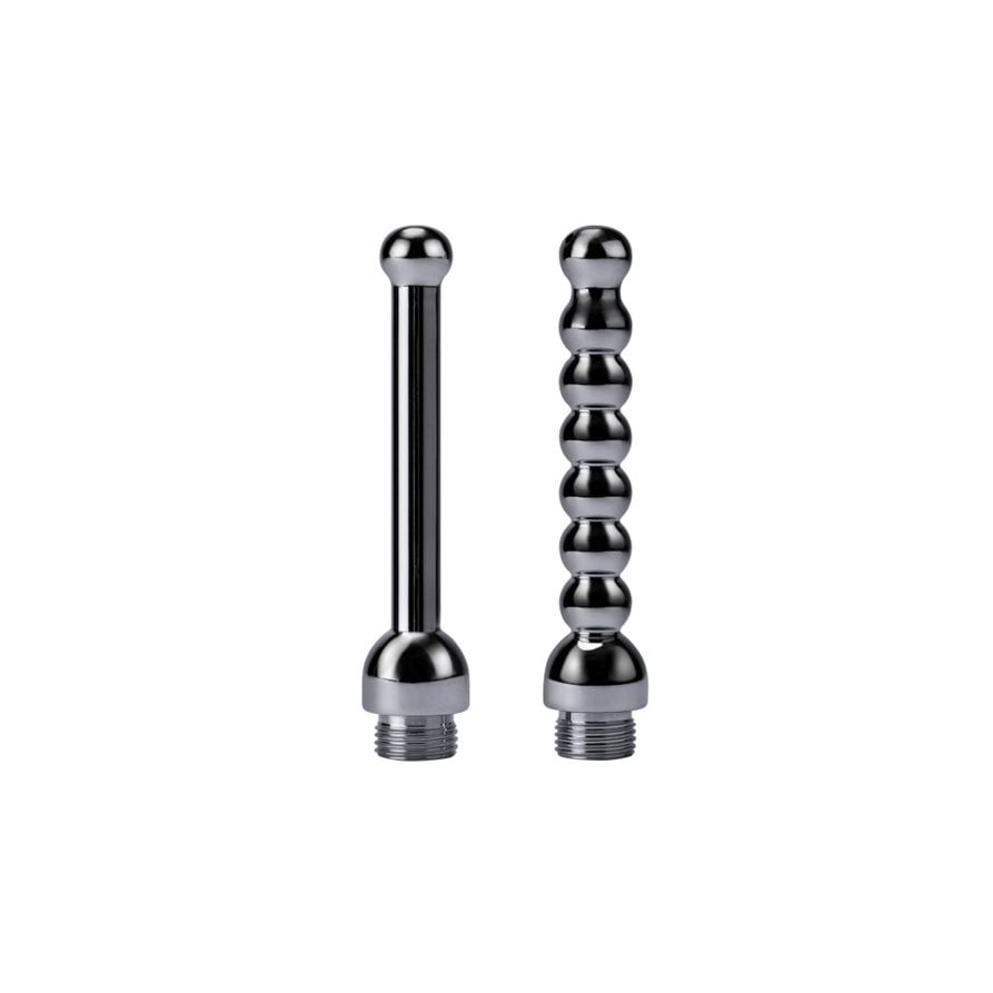 Both shower heads side-by-side, showing the attachment screw.