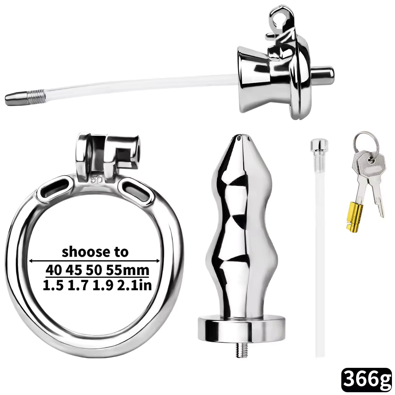 Faltrex Gorge Flat Profile Metal chastity cage - with attachments