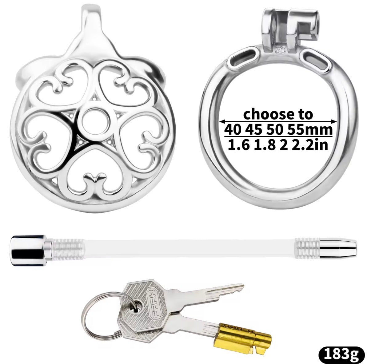 Faltrex Heart Profile Metal chastity cage - flat profile