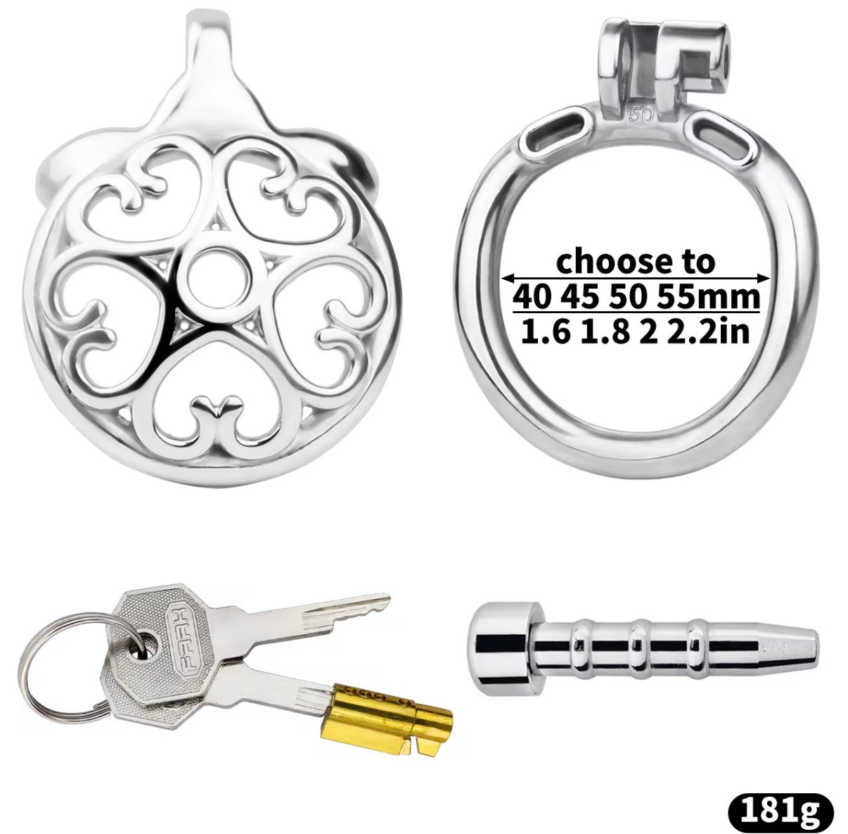 Faltrex Heart Profile Metal chastity cage - flat profile