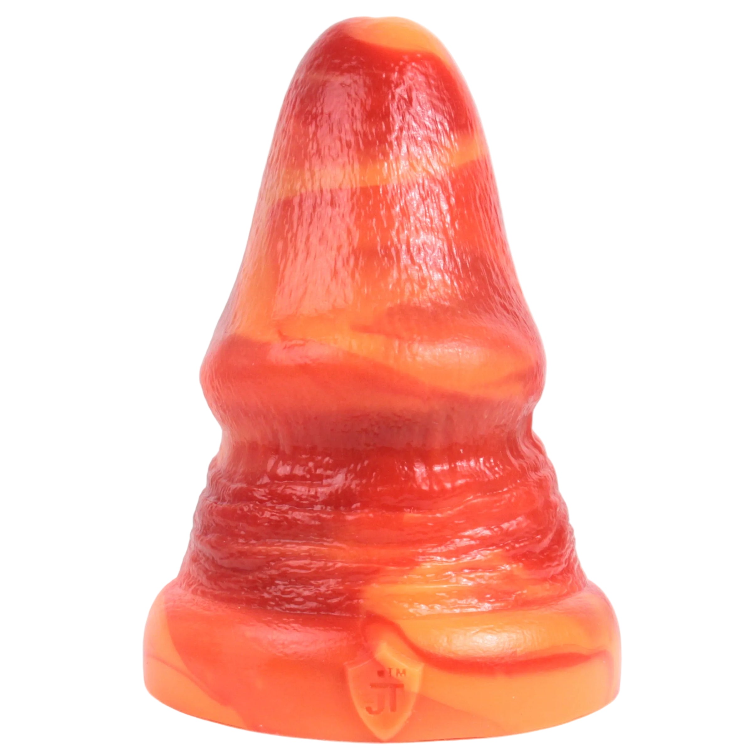 Bell End in Desire (orange and red fusion),with the frenulum facing the away, and showing the gorgeous surface texture of the head. 