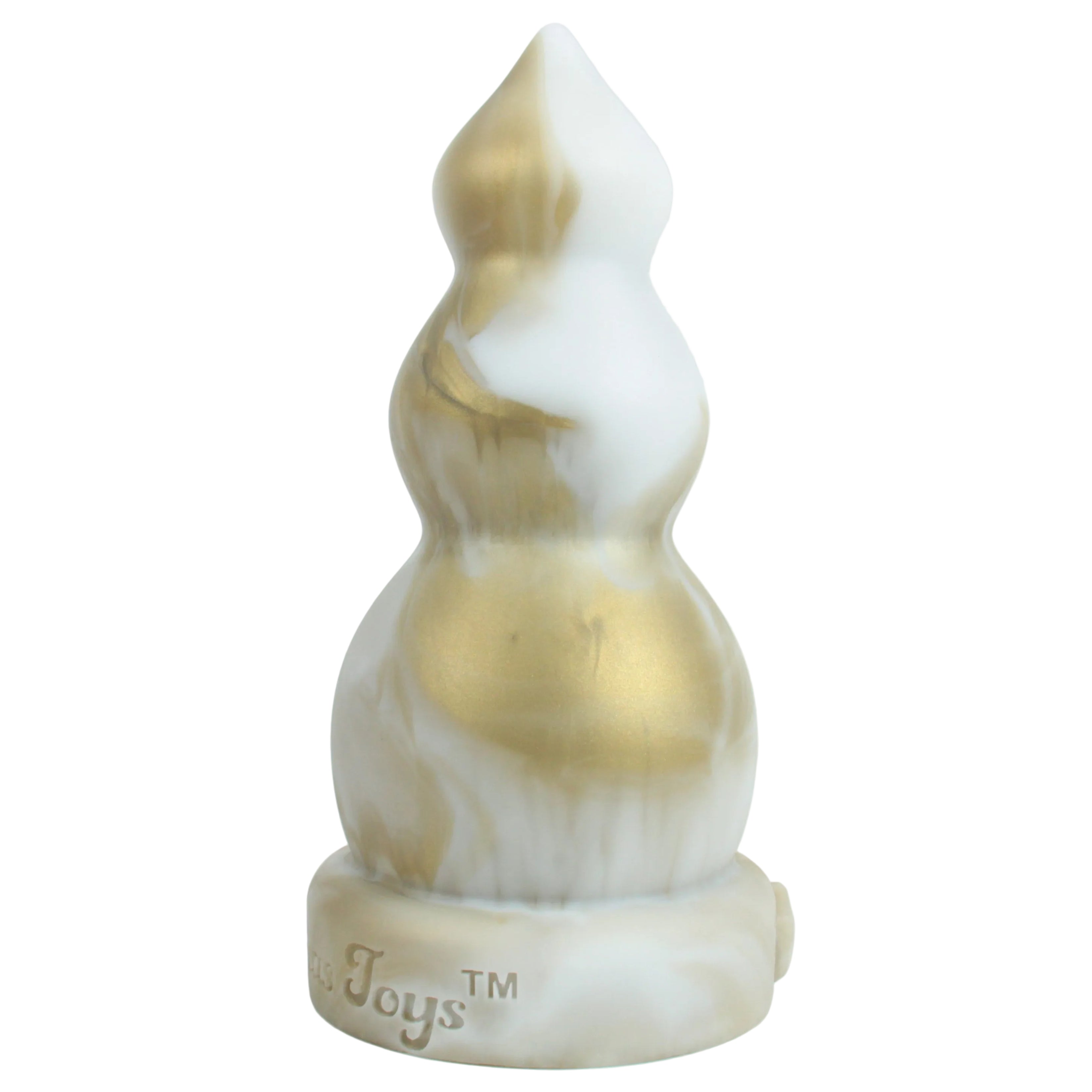 Bobbels - a three-tiered anal stretcher with a gradual increase in girth. Snow Queen (White and gold fusion). 