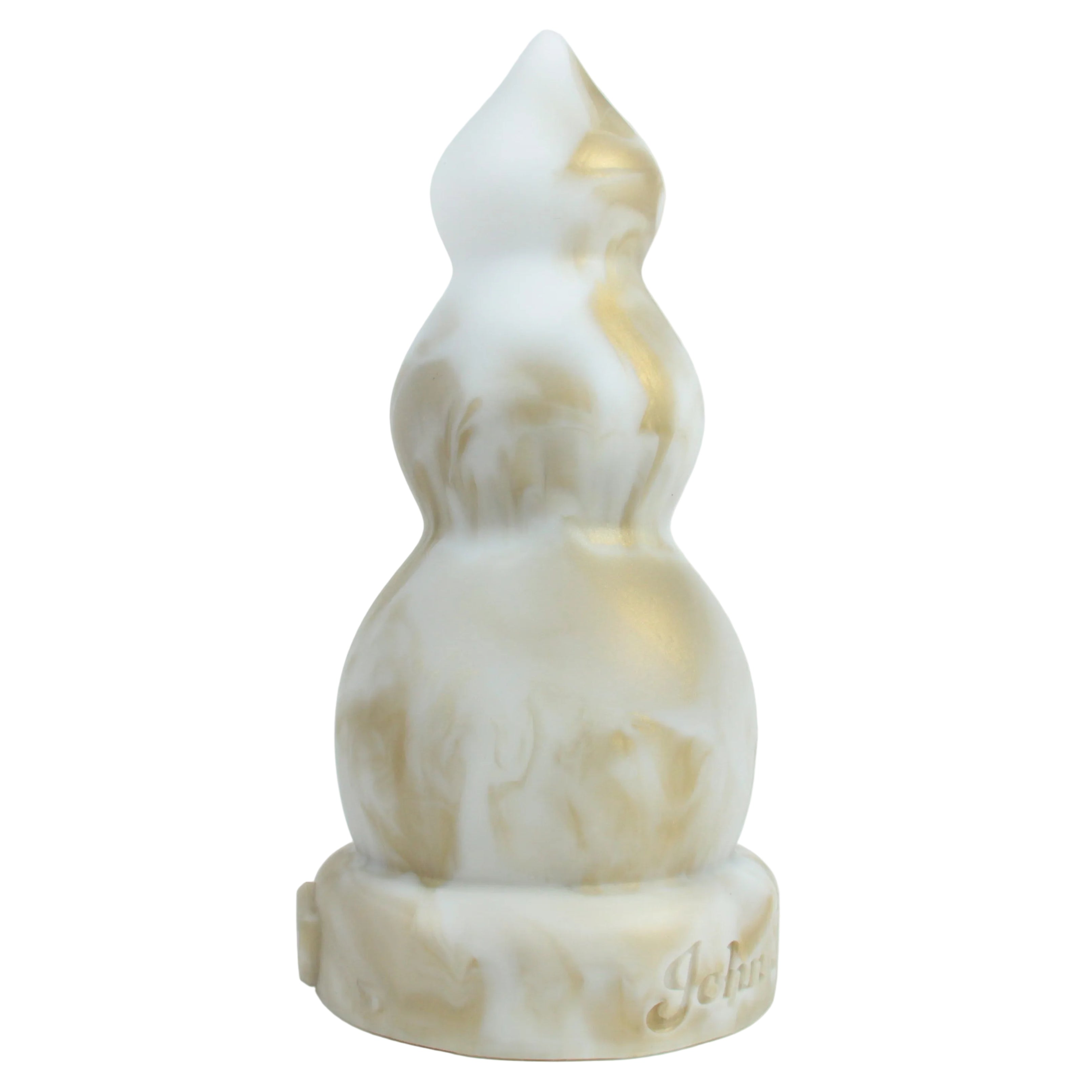 Bobbels - a three-tiered anal stretcher with a gradual increase in girth. Snow Queen (White and gold fusion). 