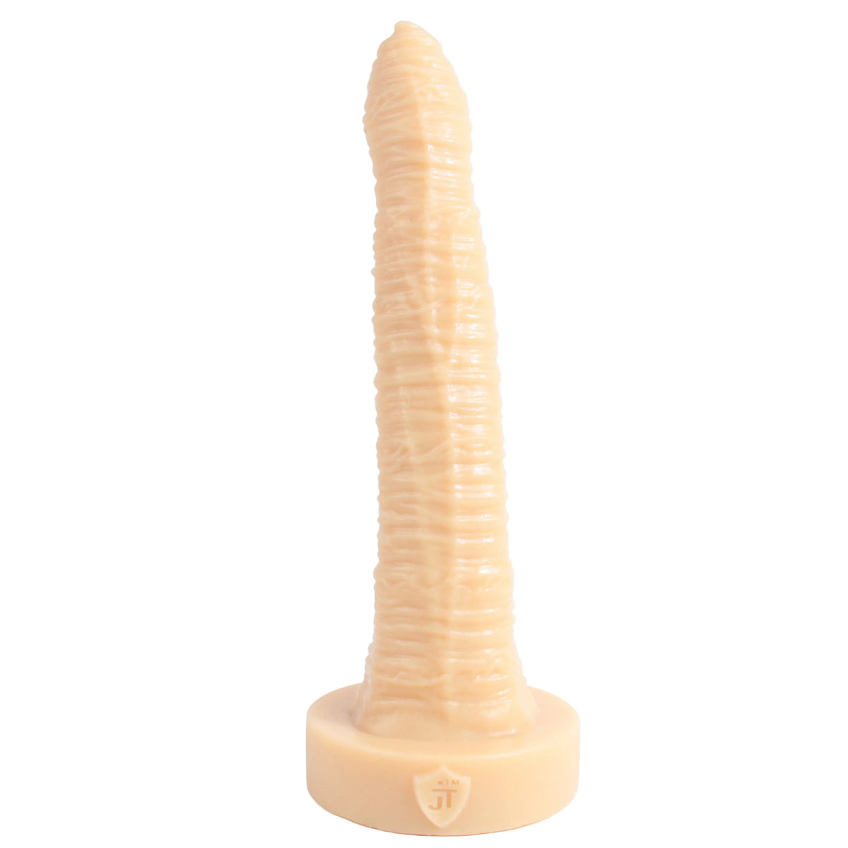 Henry's Grandfather, in Naked Almond (beige). Standing up, showing the veiny, wrinkly shaft.